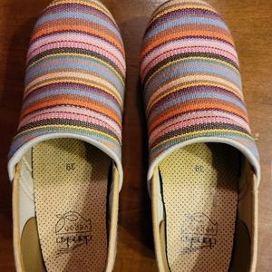 GUC Dansko women's Jute Pro Vegan clog, multi-colored striped, size 39